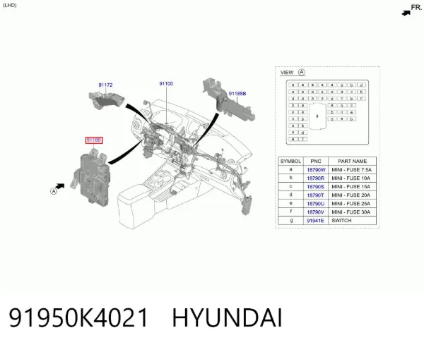 Caja de fusibles 91950K4021 Hyundai/Kia