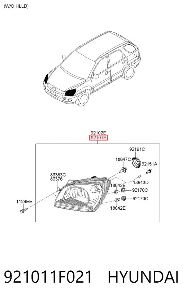 Faro izquierdo 921011F021 Hyundai/Kia