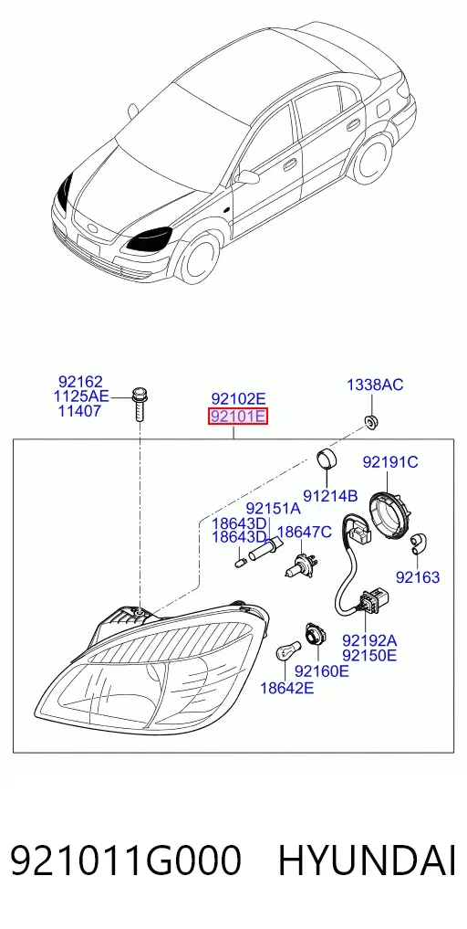Faro izquierdo 921011G000 Hyundai/Kia