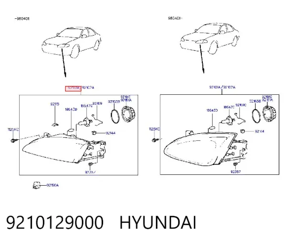 Faro izquierdo 9210129000 Hyundai/Kia
