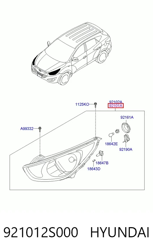 Faro izquierdo 921012S000 Hyundai/Kia