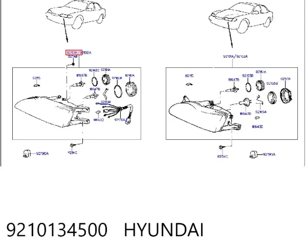 Faro izquierdo 9210134500 Hyundai/Kia
