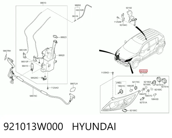 Faro izquierdo 921013W000 Hyundai/Kia