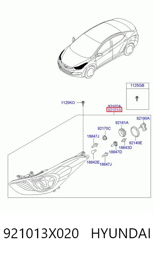 Faro izquierdo 921013X020 Hyundai/Kia