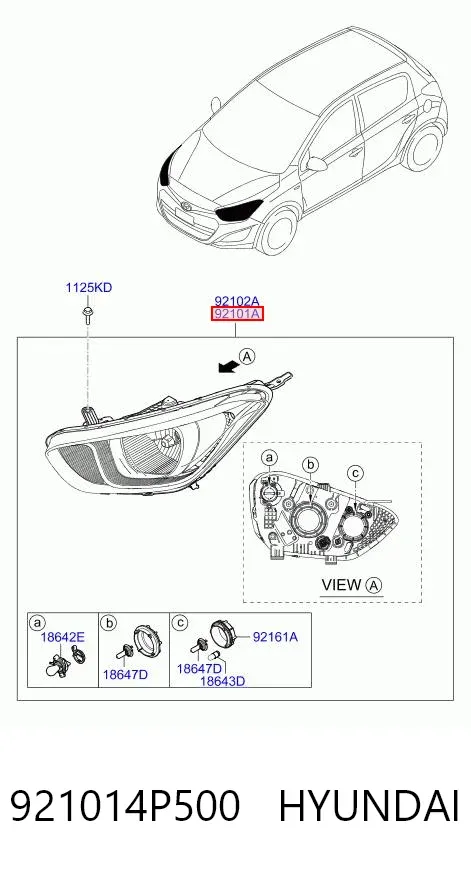Faro izquierdo 921014P500 Hyundai/Kia