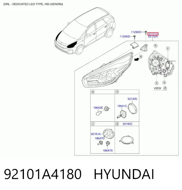 Faro izquierdo 92101A4180 Hyundai/Kia