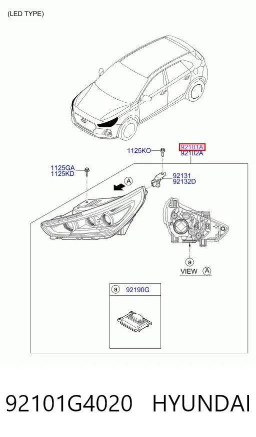 Faro izquierdo 92101G4020 Hyundai/Kia