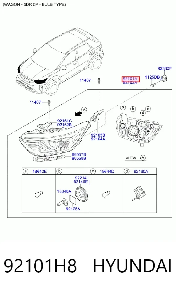 Faro izquierdo 92101H8 Hyundai/Kia