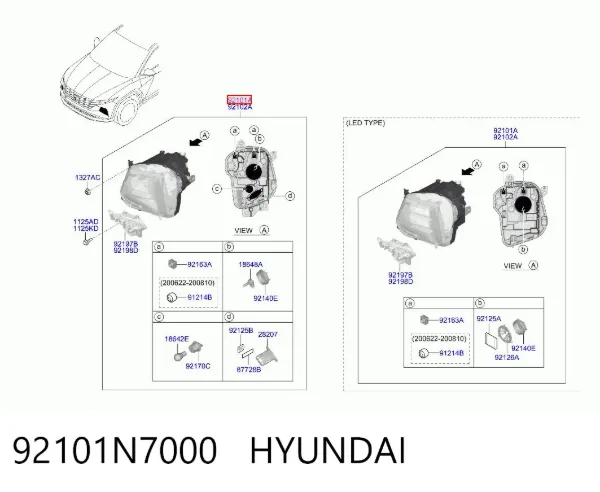 Faro izquierdo 92101N7000 Hyundai/Kia