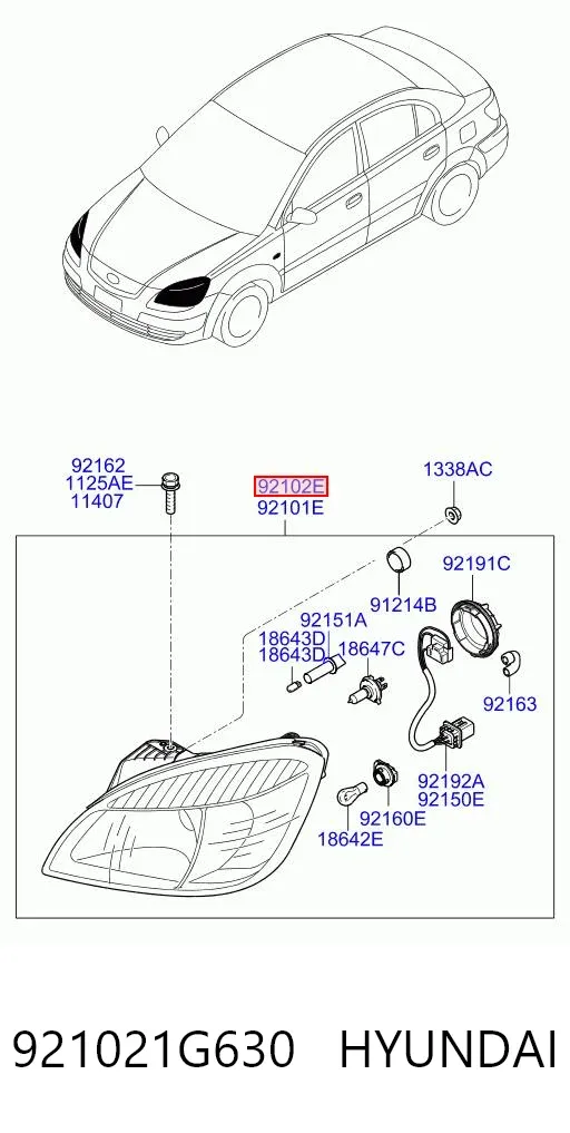 Faro derecho 921021G630 Hyundai/Kia