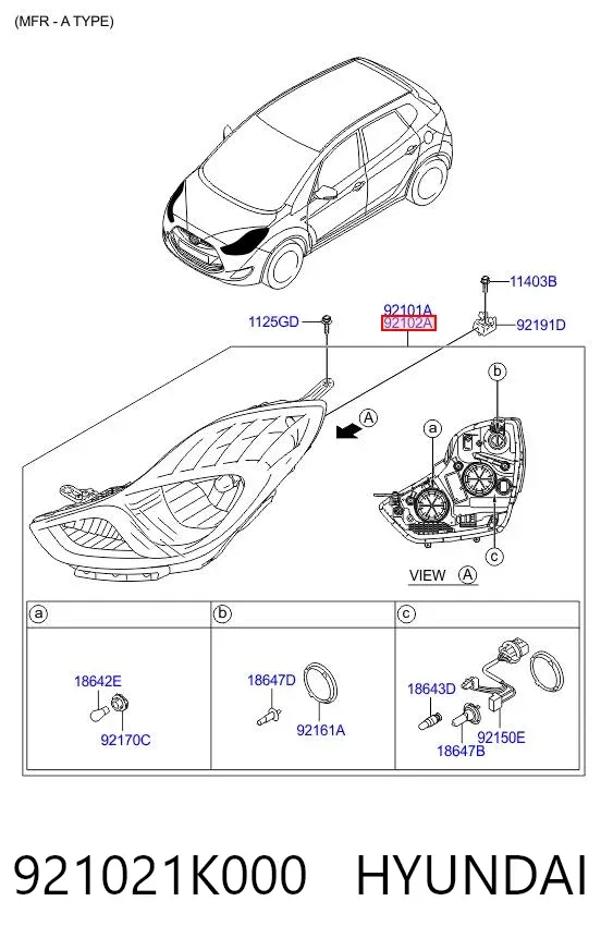 Faro derecho 921021K000 Hyundai/Kia