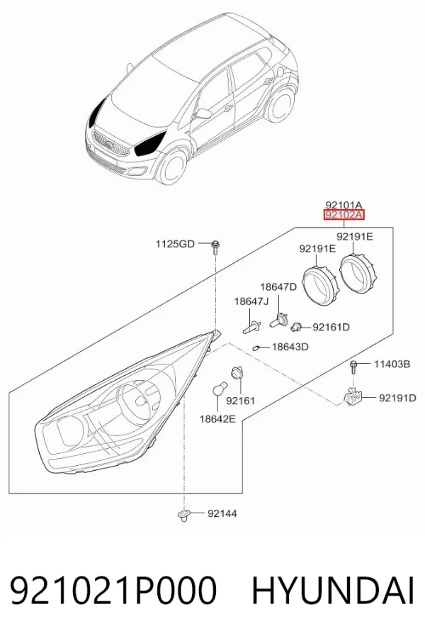 Faro derecho 921021P000 Hyundai/Kia