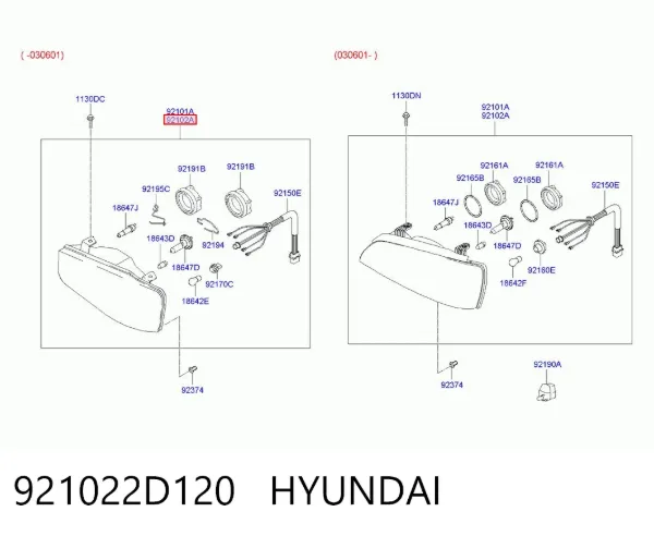 Faro derecho 921022D120 Hyundai/Kia