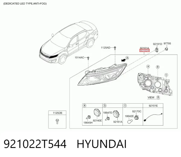 Faro derecho 921022T544 Hyundai/Kia