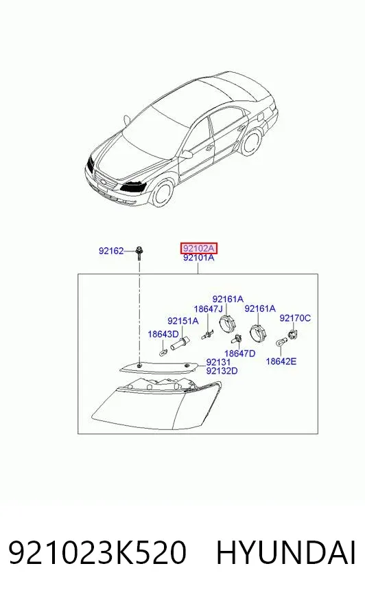 Faro derecho 921023K520 Hyundai/Kia