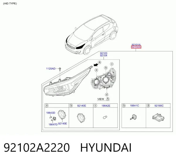 Faro derecho 92102A2220 Hyundai/Kia
