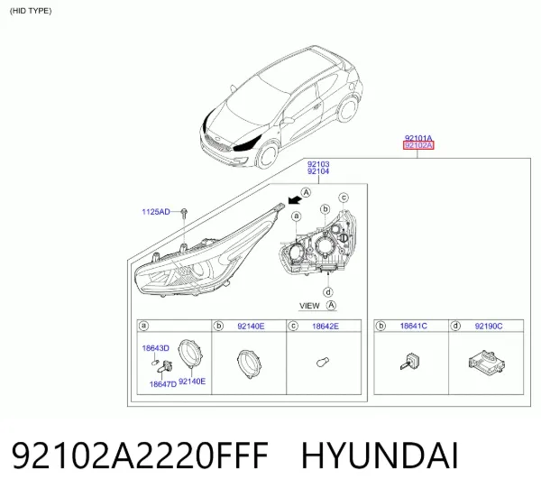 Faro derecho 92102A2220FFF Hyundai/Kia
