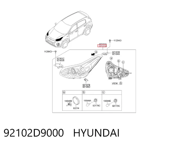 Faro derecho 92102D9000 Hyundai/Kia