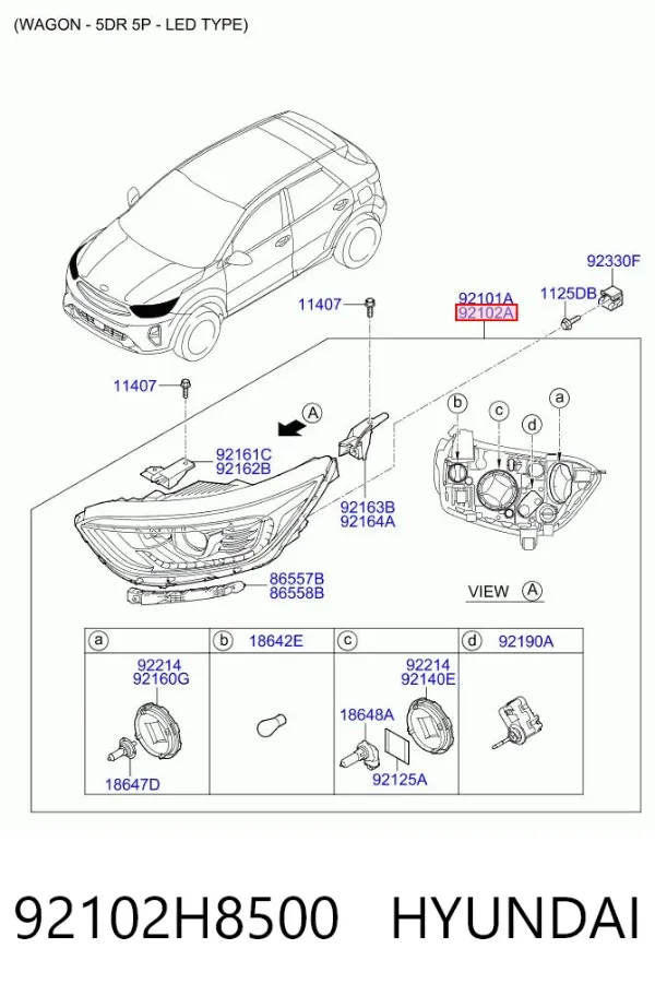 Faro derecho 92102H8500 Hyundai/Kia