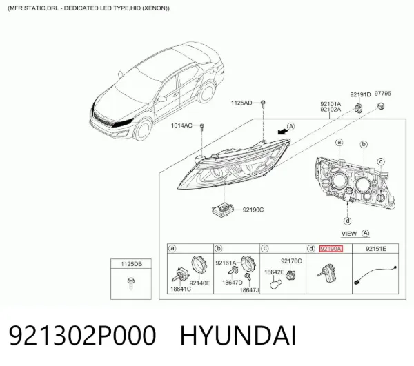 Motor regulador de faros 921302P000 Hyundai/Kia