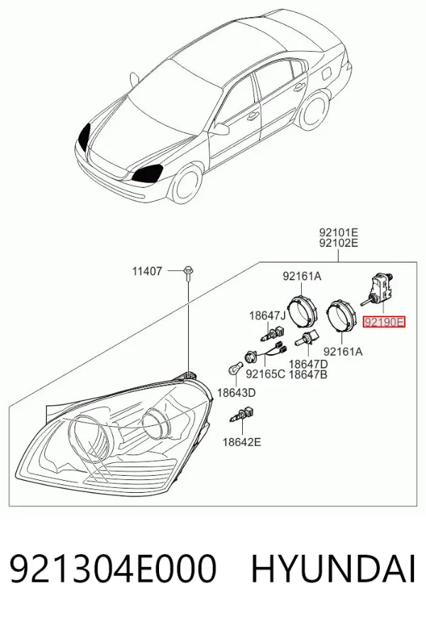 Motor regulador de faros 921304E000 Hyundai/Kia