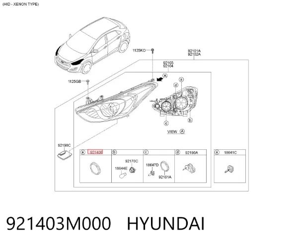 Cubierta trasera del faro 921403M000 Hyundai/Kia
