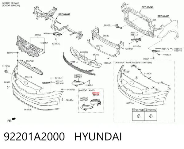 Luz antiniebla izquierdo 92201A2000 Hyundai/Kia