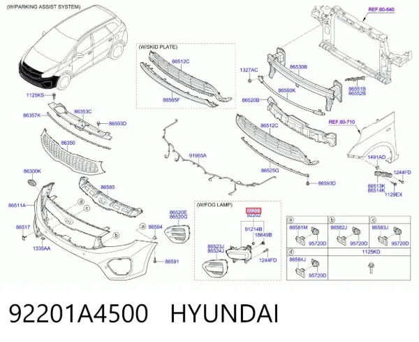Luz antiniebla izquierdo 92201A4500 Hyundai/Kia