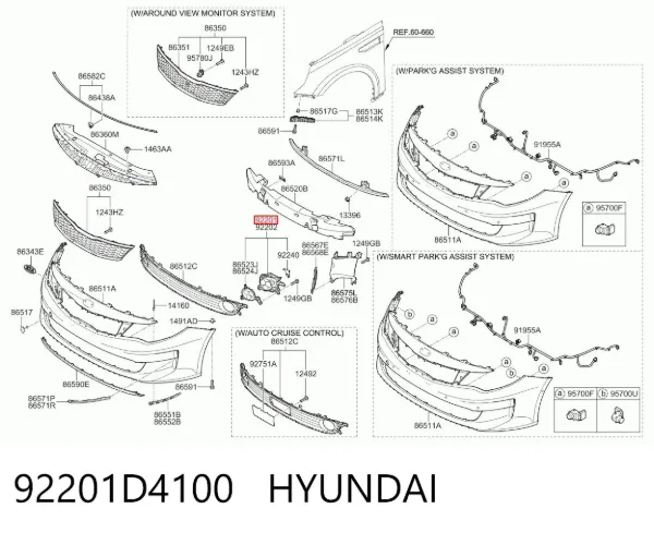 Luz antiniebla izquierdo 92201D4100 Hyundai/Kia