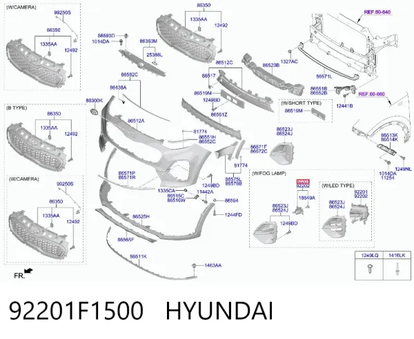 Luz antiniebla izquierdo 92201F1500 Hyundai/Kia
