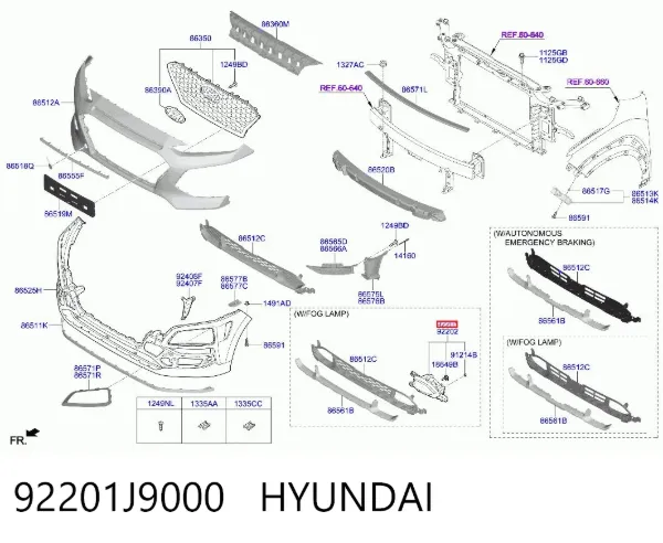 Luz antiniebla izquierdo 92201J9000 Hyundai/Kia