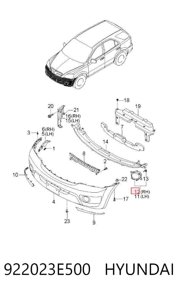 Faro antiniebla derecho 922023E500 Hyundai/Kia