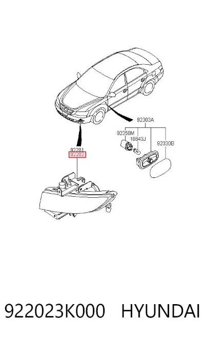 Faro antiniebla derecho HYUNDAI 922023K000