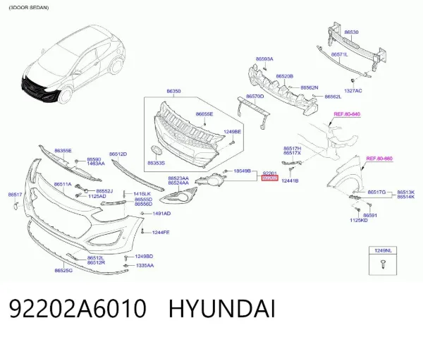Faro antiniebla derecho 92202A6010 Hyundai/Kia