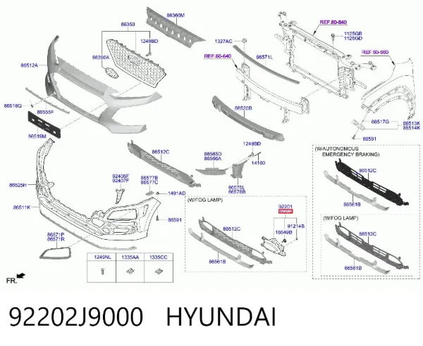 Faro antiniebla derecho 92202J9000 Hyundai/Kia