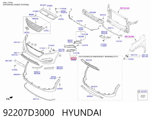 Luz diurna izquierda 92207D3000 Hyundai/Kia