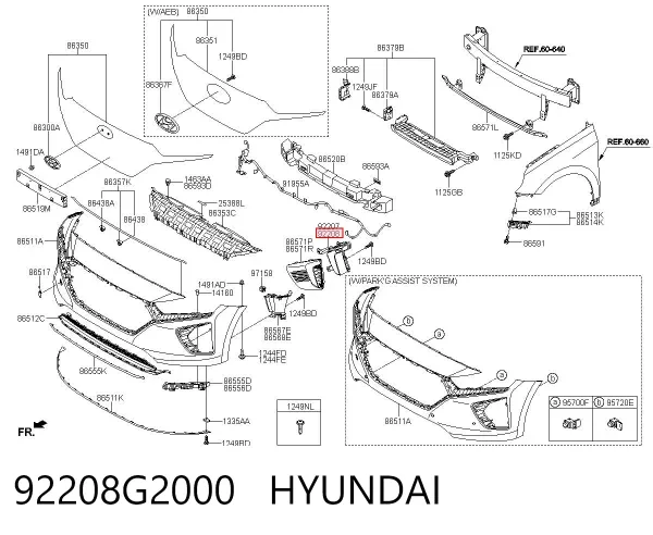 Faro antiniebla derecho 92208G2000 Hyundai/Kia