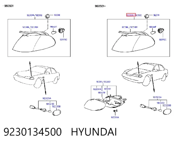 Intermitente izquierdo 9230134500 Hyundai/Kia