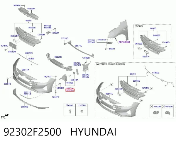 Faro antiniebla derecho 92302F2500 Hyundai/Kia