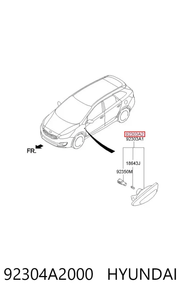 Luz intermitente de guardabarros derecho 92304A2000 Hyundai/Kia