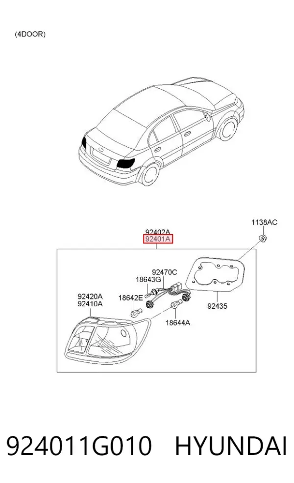 Piloto trasero izquierdo 924011G010 Hyundai/Kia