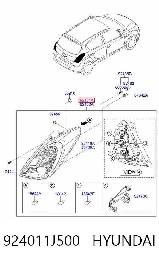 Piloto trasero izquierdo 924011J500 Hyundai/Kia