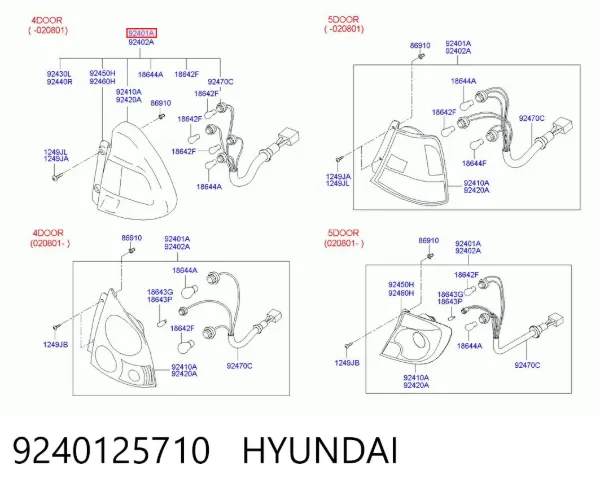 Piloto trasero izquierdo 9240125710 Hyundai/Kia