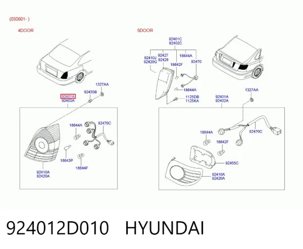 Piloto trasero izquierdo 924012D010 Hyundai/Kia
