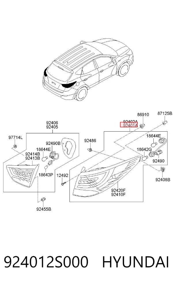 Piloto trasero exterior izquierdo 924012S000 Hyundai/Kia