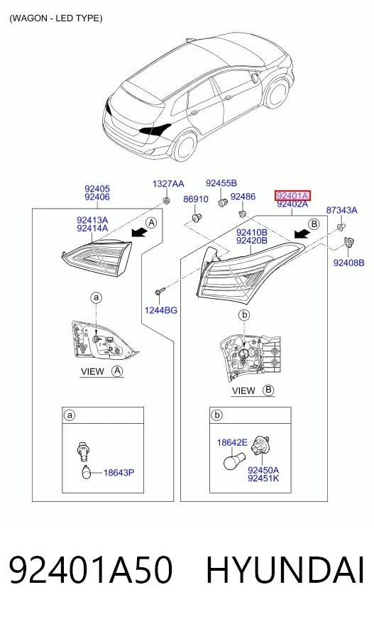 Piloto trasero exterior izquierdo 92401A50 Hyundai/Kia