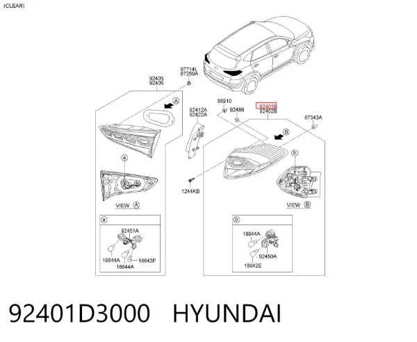 Piloto trasero exterior izquierdo 92401D3000 Hyundai/Kia