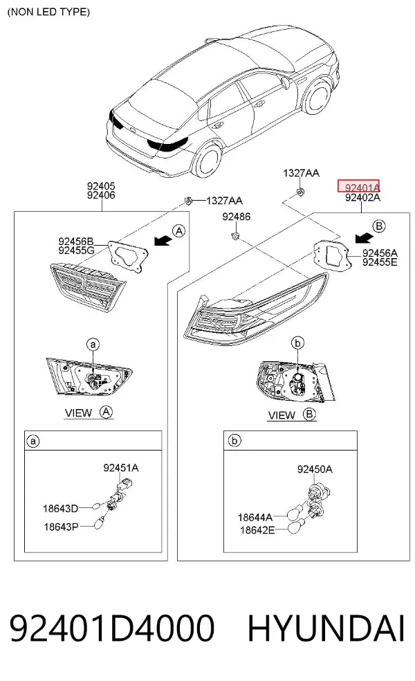 Piloto trasero exterior izquierdo 92401D4000 Hyundai/Kia