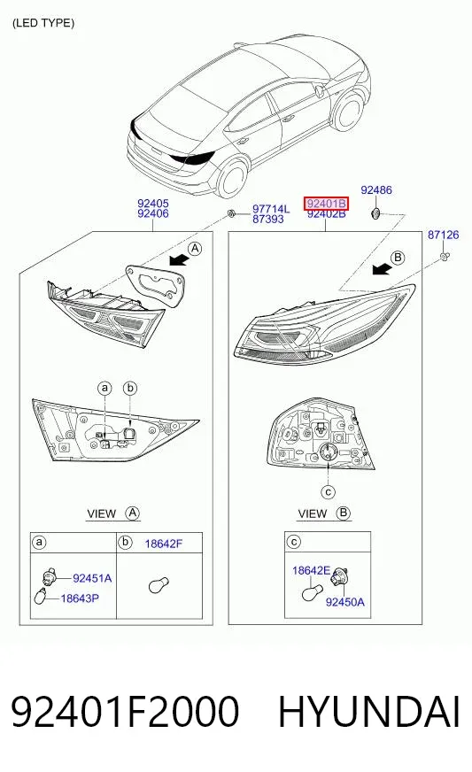 Piloto trasero exterior izquierdo 92401F2000 Hyundai/Kia
