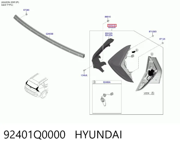 Piloto trasero exterior izquierdo 92401Q0000 Hyundai/Kia